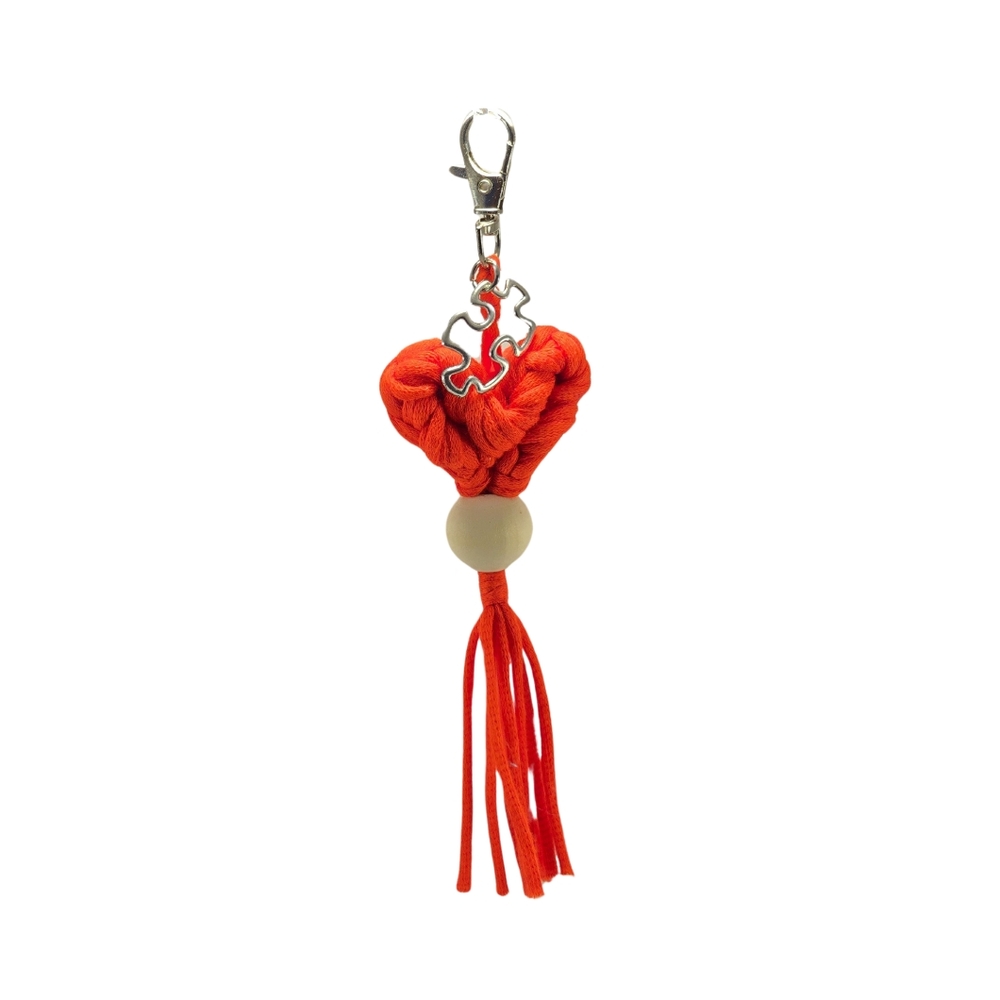Autism "Walking Heart Beat" Keychain In Red